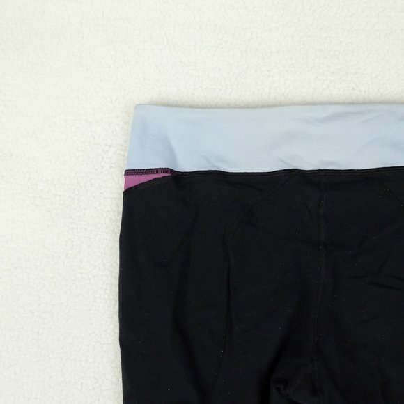 Lululemon Womens Yoga Pants 10 Black Blue Capri Stretchy Athletic Athleisure Gym - Picture 6 of 13